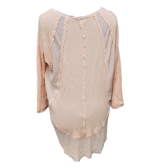 Free people We the Free Light peach Catalina waffle knit rounded hem top S Small - Picture 3 of 4